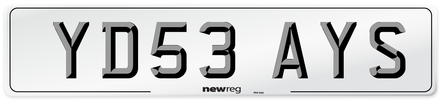 YD53 AYS Number Plate from New Reg